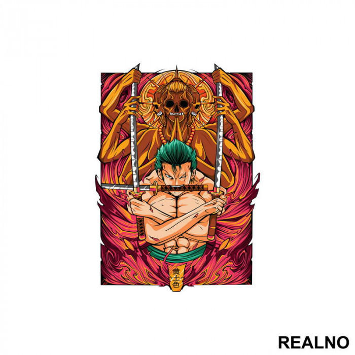 Zoro And Golden Godess - One Piece - Nalepnica