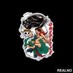 Luffy And Zoro Attacking Together - One Piece - Nalepnica