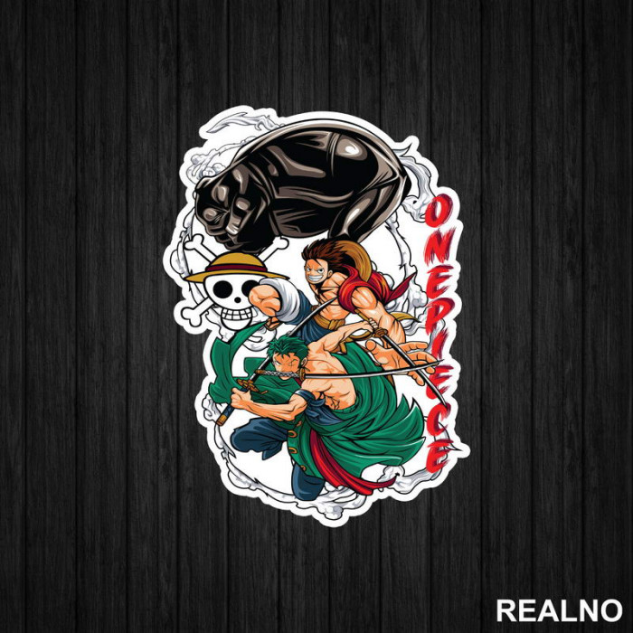 Luffy And Zoro Attacking Together - One Piece - Nalepnica