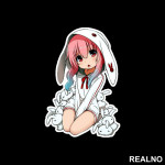 Cute Anime Girl With Rabbits - Anime - Nalepnica