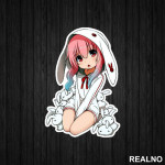 Cute Anime Girl With Rabbits - Anime - Nalepnica