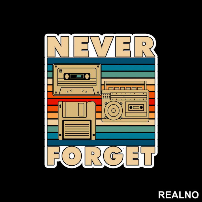 Never Forget - Old School Technology - Colors - Geek - Nalepnica