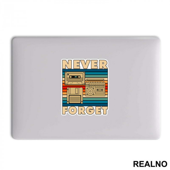 Never Forget - Old School Technology - Colors - Geek - Nalepnica