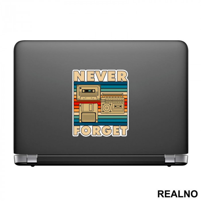 Never Forget - Old School Technology - Colors - Geek - Nalepnica