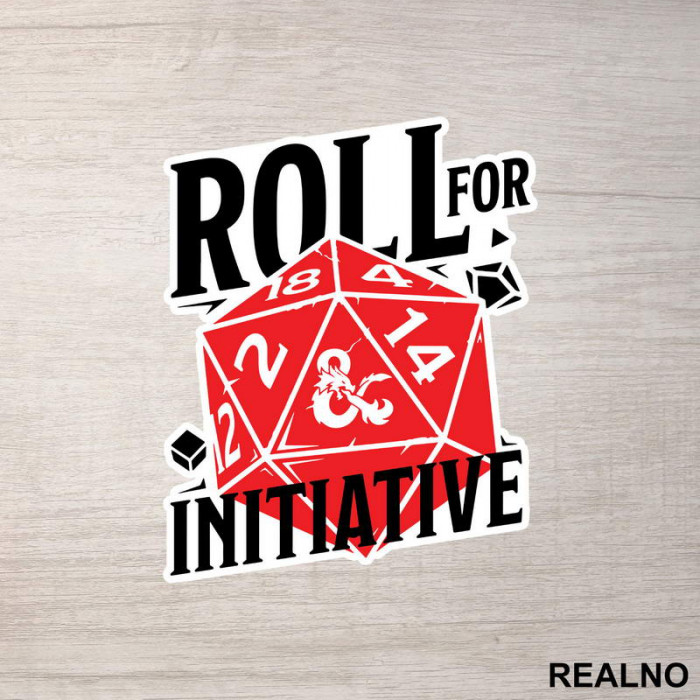 Roll For Initiative - Red - D&D - Dungeons And Dragons - Nalepnica