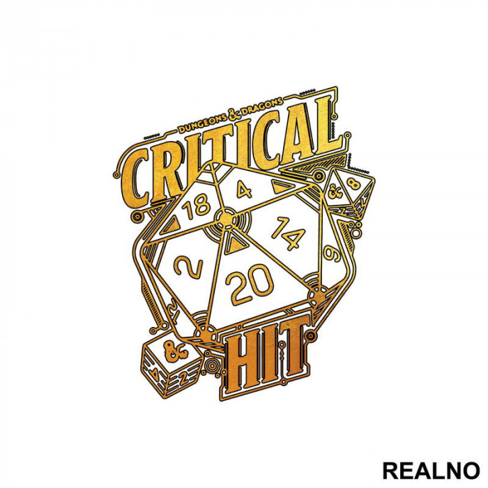 Critical Hit - Golden - D&D - Dungeons And Dragons - Nalepnica