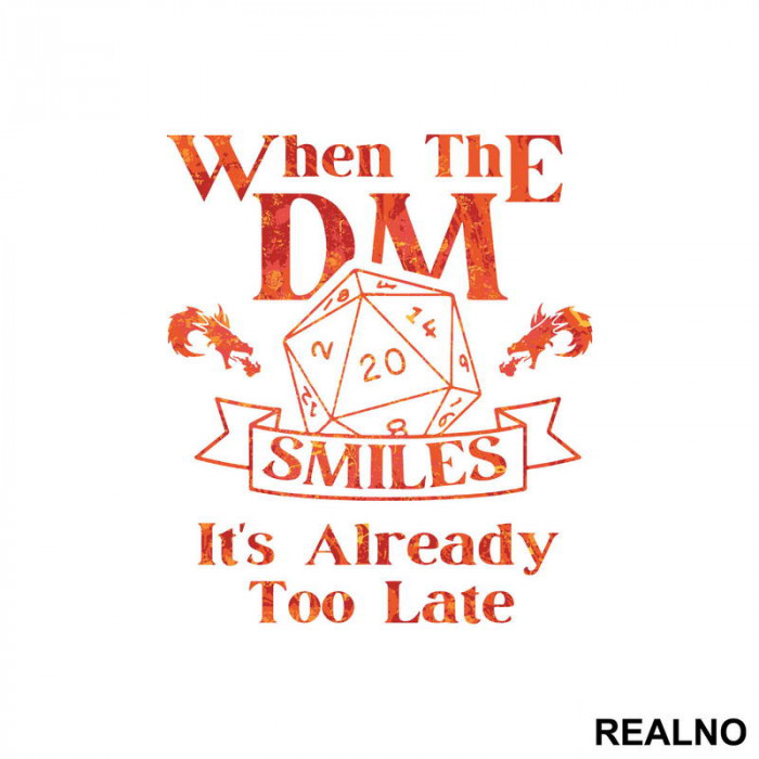 When The DM Smiles It's Already Too Late - Fire - D&D - Dungeons And Dragons - Nalepnica