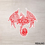 Red Dragon And Symbols - D&D - Dungeons And Dragons - Nalepnica