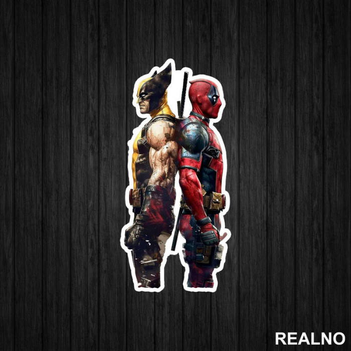 Backs Turned - Wolverine - Deadpool - Nalepnica