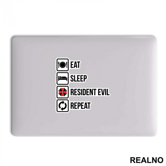 Eat, Sleep, Repeat - Resident Evil - Nalepnica