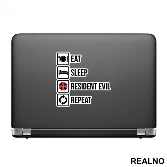 Eat, Sleep, Repeat - Resident Evil - Nalepnica