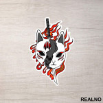 Fox Mask Kitsune - Anime - Nalepnica