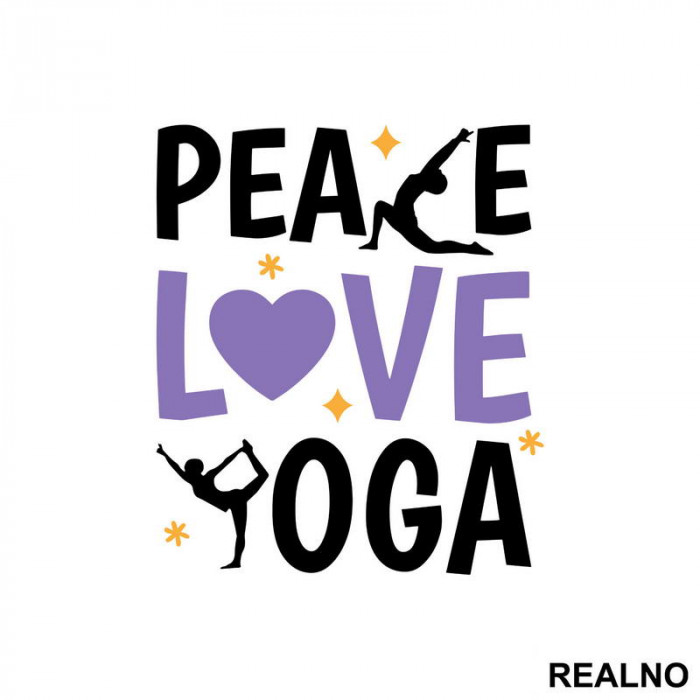 Peace, Love And - Yoga - Nalepnica