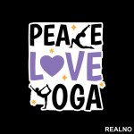 Peace, Love And - Yoga - Nalepnica