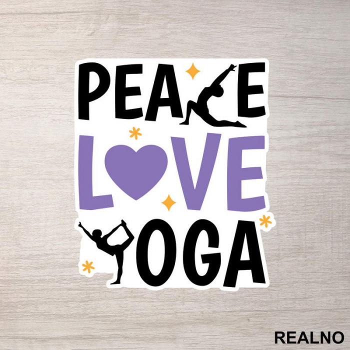 Peace, Love And - Yoga - Nalepnica