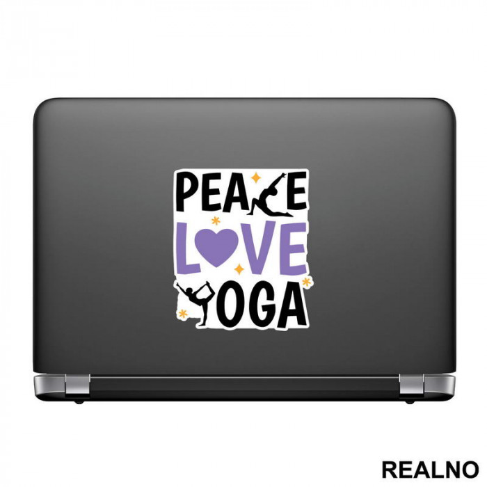 Peace, Love And - Yoga - Nalepnica