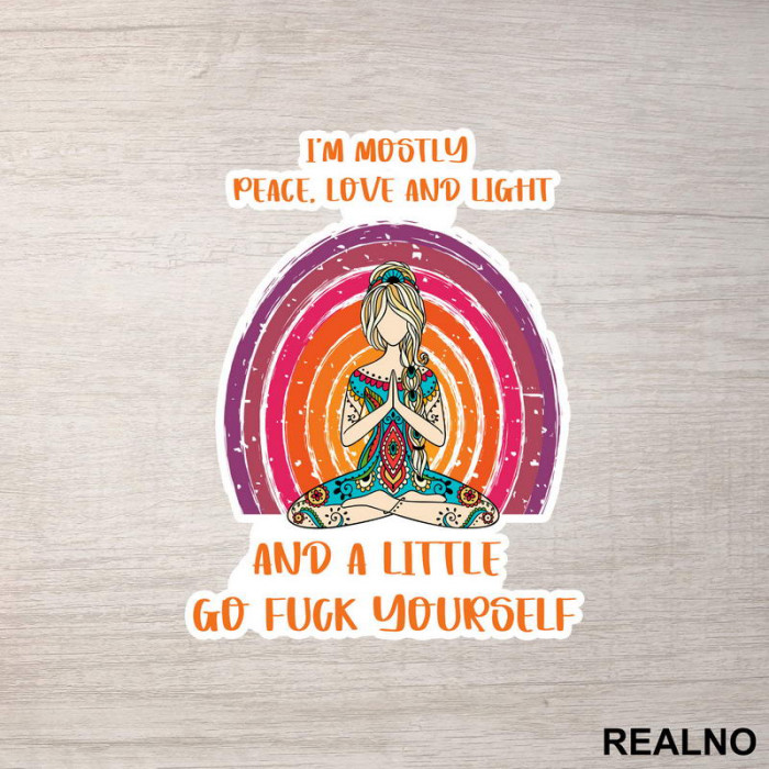 Peace, Love And Light - Yoga - Nalepnica Peace, Love And Light - Yoga - Nalepnica