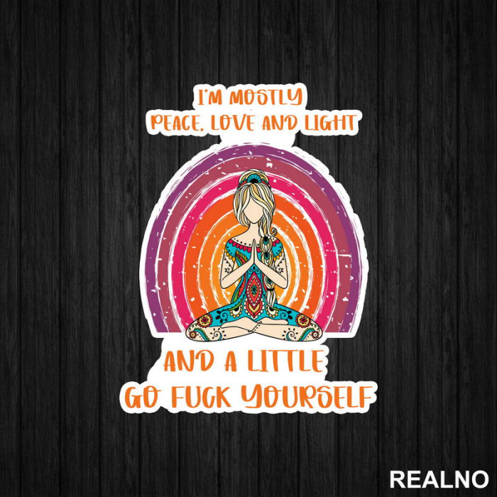 Peace, Love And Light - Yoga - Nalepnica Peace, Love And Light - Yoga - Nalepnica