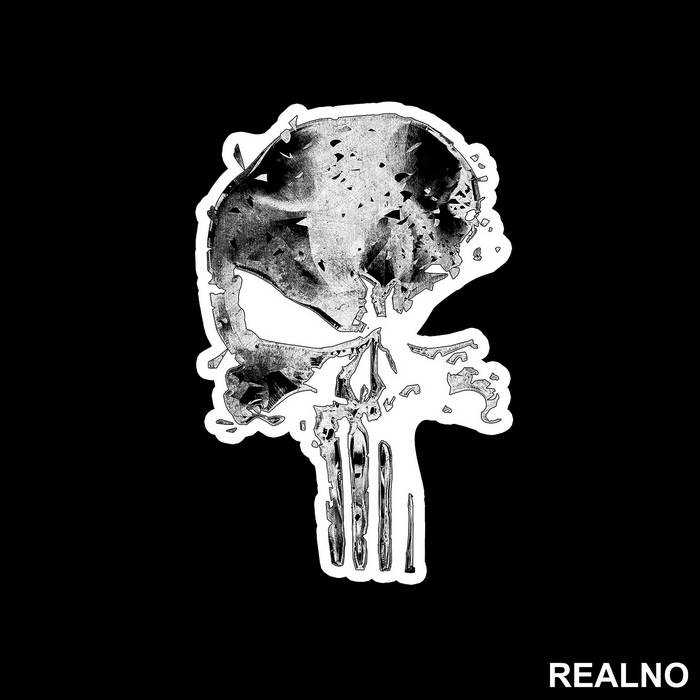 Broken Skull Logo - Punisher - Nalepnica
