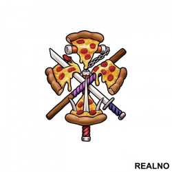 Pizza Slices And Weapons - Nindža Kornjače - Nalepnica Pizza Slices And Weapons - Nindža Kornjače - Nalepnica