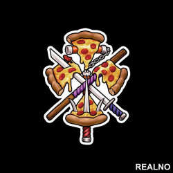 Pizza Slices And Weapons - Nindža Kornjače - Nalepnica Pizza Slices And Weapons - Nindža Kornjače - Nalepnica