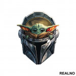 Baby Yoda And Helmet - Yoda - Mandalorian - Star Wars - Nalepnica