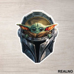 Baby Yoda And Helmet - Yoda - Mandalorian - Star Wars - Nalepnica