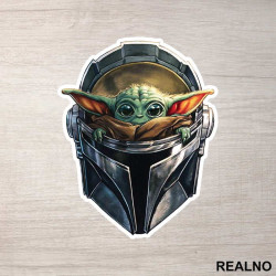Baby Yoda And Helmet - Yoda - Mandalorian - Star Wars - Nalepnica Baby Yoda And Helmet - Yoda - Mandalorian - Star Wars - Nalepnica