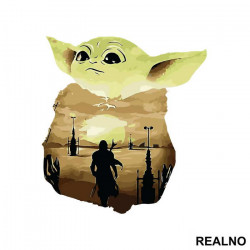 Baby Yoda Double Exposure - Yoda - Mandalorian - Star Wars - Nalepnica Baby Yoda Double Exposure - Yoda - Mandalorian - Star Wars - Nalepnica