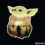 Baby Yoda Double Exposure - Yoda - Mandalorian - Star Wars - Nalepnica