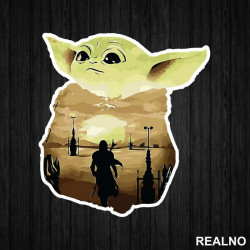 Baby Yoda Double Exposure - Yoda - Mandalorian - Star Wars - Nalepnica Baby Yoda Double Exposure - Yoda - Mandalorian - Star Wars - Nalepnica