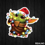 Baby Yoda Playing With Christmas Lights - Yoda - Mandalorian - Star Wars - Nalepnica