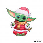Baby Yoda With Christmas Hat - Yoda - Mandalorian - Star Wars - Nalepnica