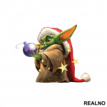 Baby Yoda Holding An Ornament - Yoda - Mandalorian - Star Wars - Nalepnica