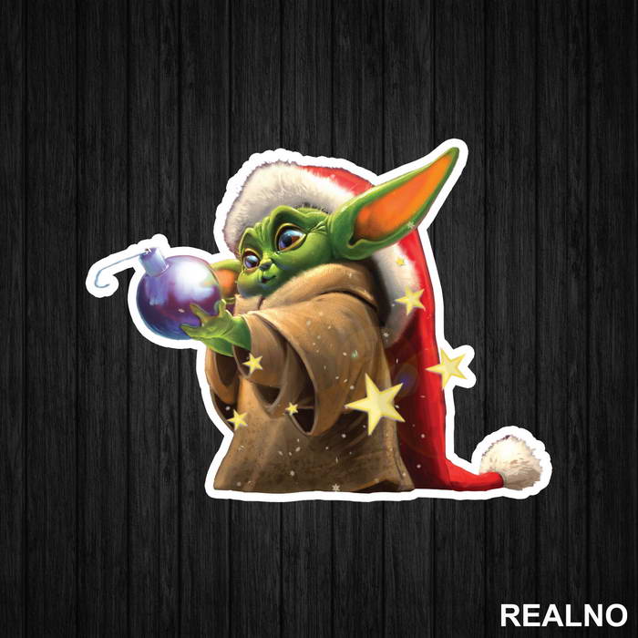 Baby Yoda Holding An Ornament - Yoda - Mandalorian - Star Wars - Nalepnica