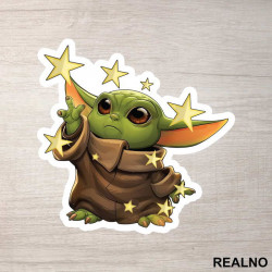 Baby Yoda Reaching For The Stars - Yoda - Mandalorian - Star Wars - Nalepnica Baby Yoda Reaching For The Stars - Yoda - Mandalorian - Star Wars - Nalepnica