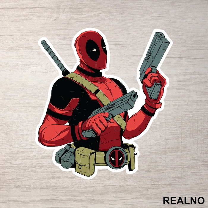 With Two Guns - Deadpool - Nalepnica