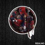 Holding His Own Hand With A Middle Finger - Deadpool - Nalepnica