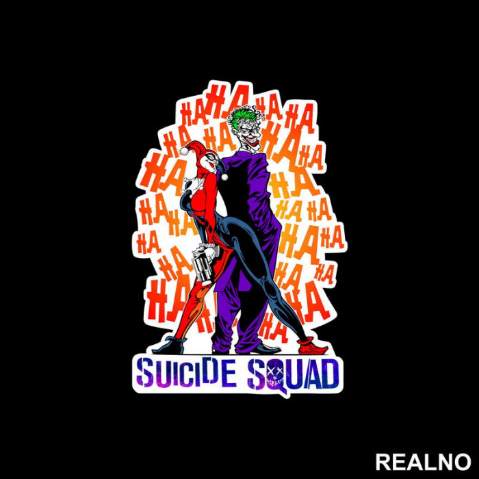 Joker, Harley Quinn And Logo - Suicide Squad - Nalepnica