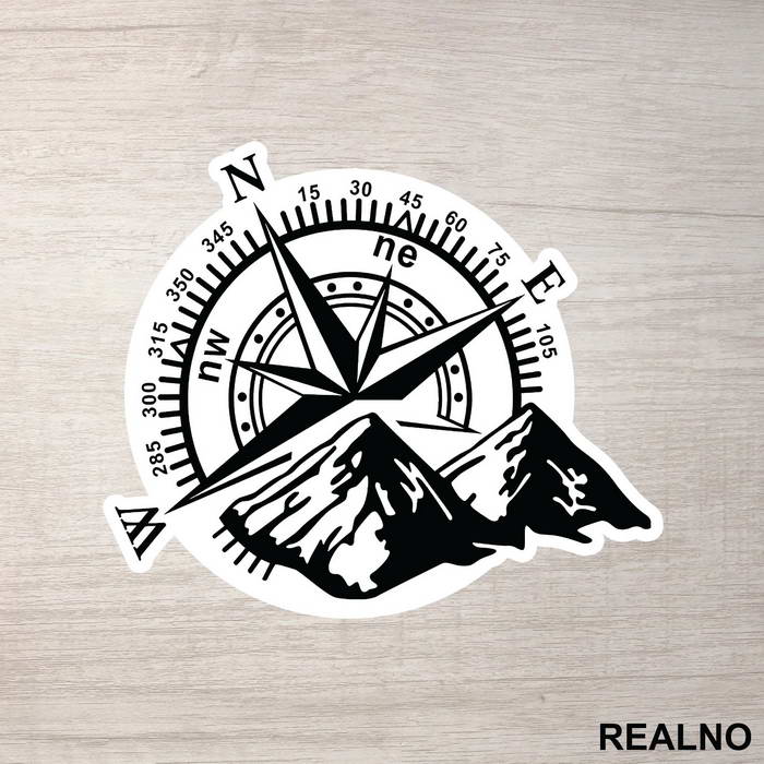 Compass In The Mountains - Planinarenje - Kampovanje - Priroda - Nature - Nalepnica