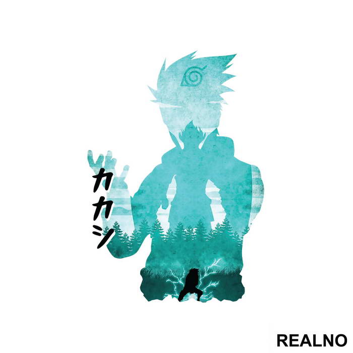Kakashi - Light Blue Silhouette - Naruto - Nalepnica