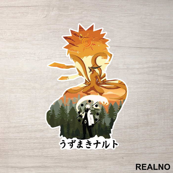 Double Exposure With Letters - Naruto - Nalepnica