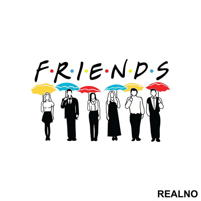 Group Holding Umbrellas - Friends - Prijatelji - Nalepnica