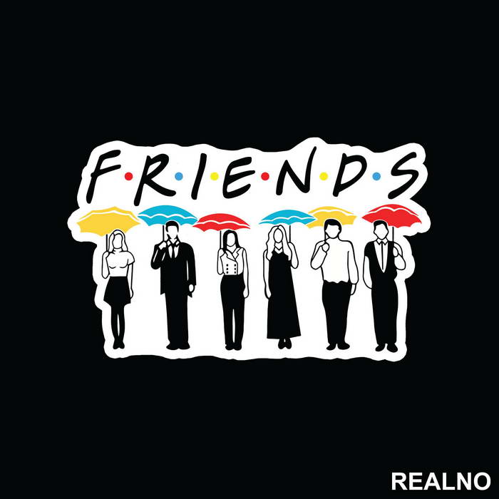 Group Holding Umbrellas - Friends - Prijatelji - Nalepnica