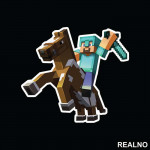 Steve On A Horse - Minecraft - Nalepnica