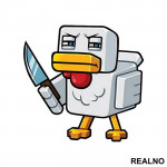 Chicken With A Knife - Minecraft - Nalepnica