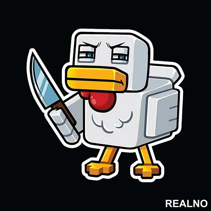 Chicken With A Knife - Minecraft - Nalepnica
