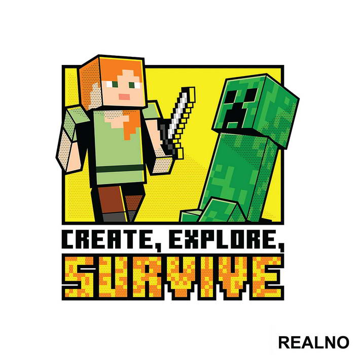 Create, Explore, Survive - Minecraft - Nalepnica