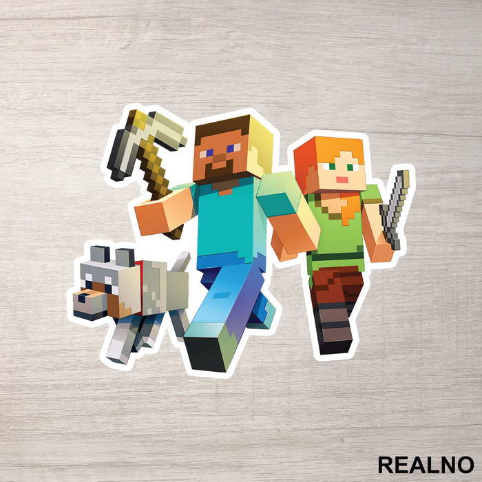 Steve And Alex On An Adventure - Minecraft - Nalepnica