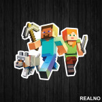 Steve And Alex On An Adventure - Minecraft - Nalepnica